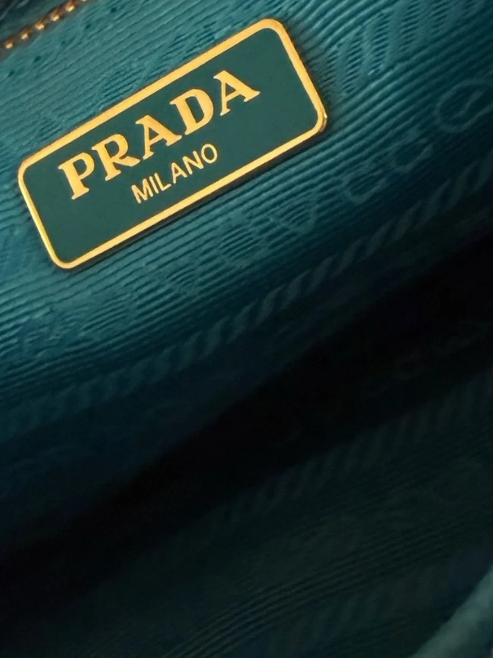 Prada Saffiano-Trimmed Tessuto Nylon Crossbody Bag Teal Gold